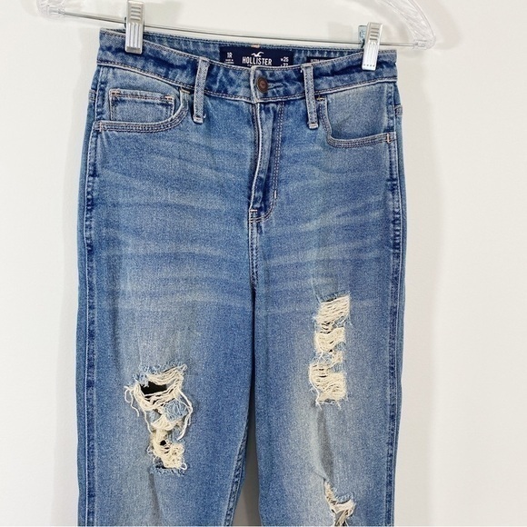 Hollister 25‎ Ultra High Rise Mom Jeans Distressed Raw Step Hem Straight Leg - Picture 5 of 9
